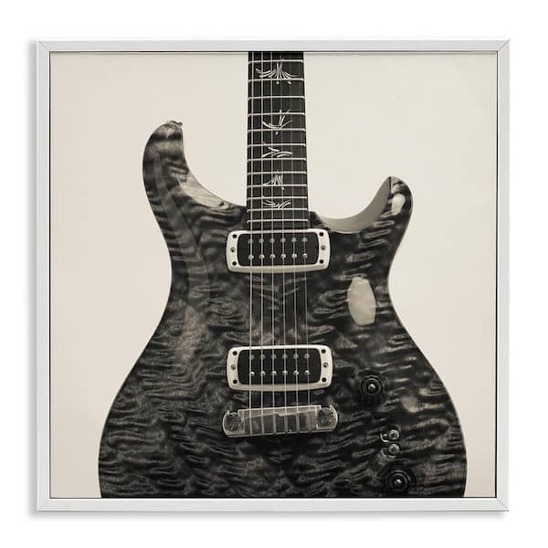 Stupell Industries Wave Patterned Guitar by Deborah Revell White Framed Music Giclee Art Print 24 in. x 24 in.