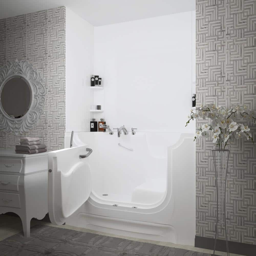 HandiTub 60'' x 30'' White Fiberglass Walk-In Bathtub with Faucet