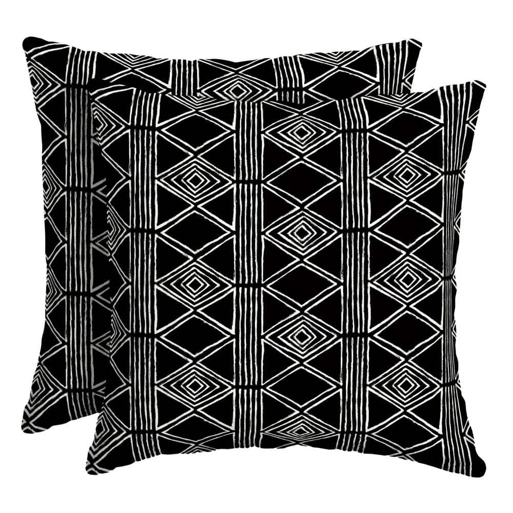 Black and White Geometric Outdoor Square Pillow Set