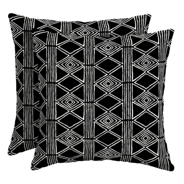 ARDEN 16 in. x 16 in. Black Global Stripe Outdoor Square Throw Pillow (2-Pack)
