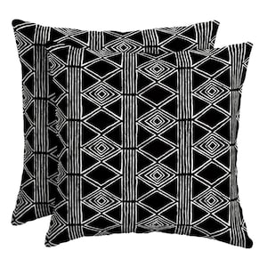 16 in. x 16 in. Black Global Stripe Outdoor Square Throw Pillow (2-Pack)