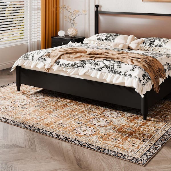 Vintage 6 x 9 ft. Area Rug, Washable, Non-Slip, Tear-Resistant, Pet and Child Friendly Brown Green