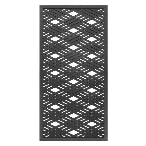 Unbranded 24 in. x 48 in. Lattice Black Recycled Rubber Decorative Privacy Panel