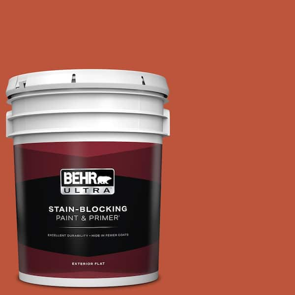 BEHR ULTRA 5 gal. #S-G-200 Glowing Firelight Flat Exterior Paint & Primer