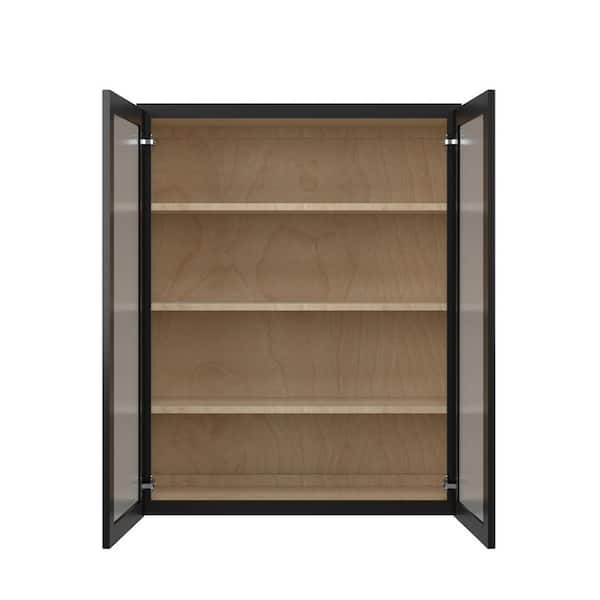 Belle Haven Recessed 36 in. W x 42 in. H x 12 in. D in Driftwood Plywood Assembled Frosted Glass Wall