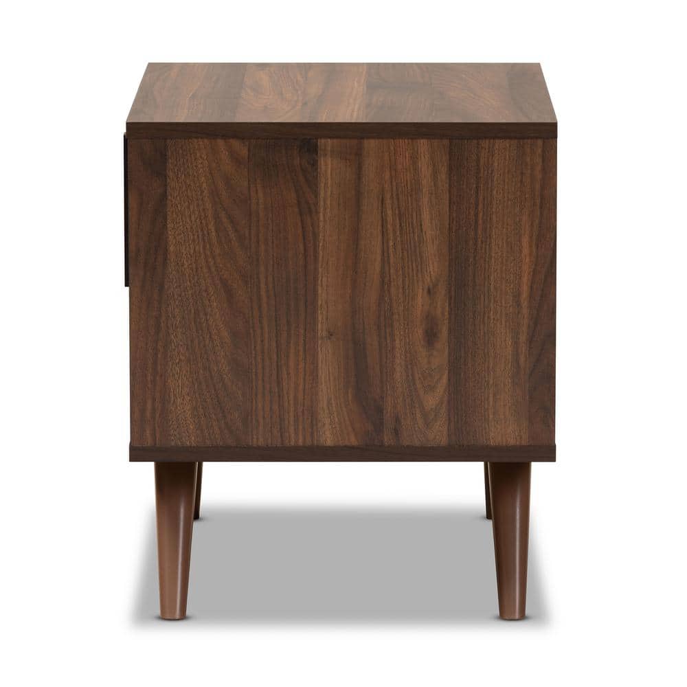 Naoki Two-Tone Gray and Walnut Wood Nightstand with Drawer