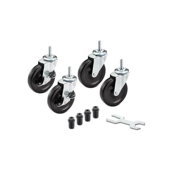 4 in. H x 1 in. D Black Table Wheel (Set of 4)