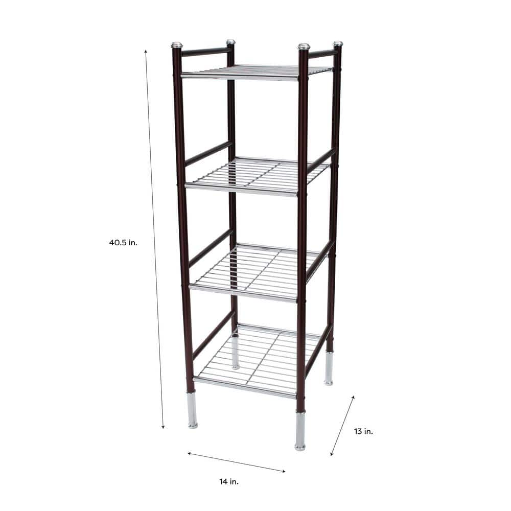Bronze and Chrome 4-Tier Freestanding Wire Storage Shelf