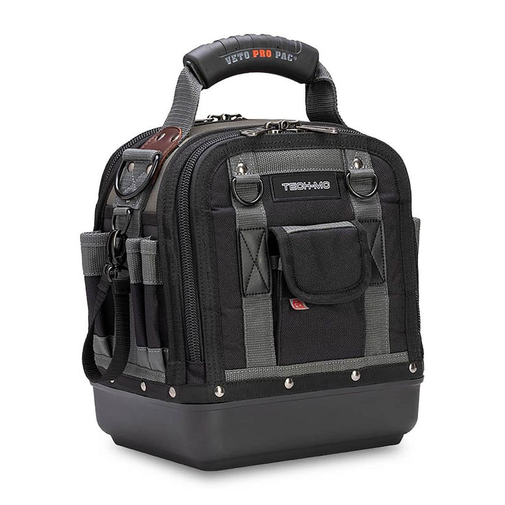 Compact Ergonomic 38-Pocket Tech Tool Bag with Padded Shoulder Strap