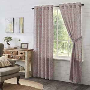 Kaila 40 in W x 84 in L Floral Light Filtering Rod Pocket Window Panel in Rose Navy Creme Pair