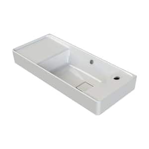 Sharp Wall Mounted Bathroom Sink in White