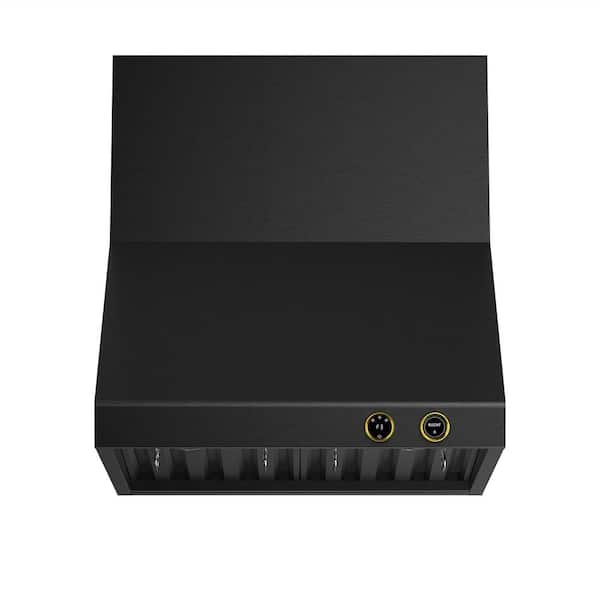 30 in. 900 CFM Ducted Wall Mount Range Hood in Titanium Stainless Steel with Gold Accents and Digital Controls