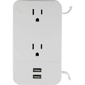 2-Outlet 2-USB Surge Protector with Cord Management, White