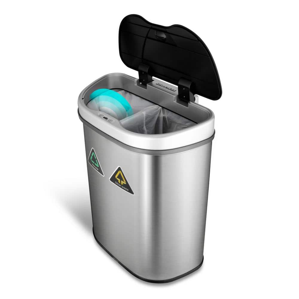 Halo 16-Gallon Sensor Trash Can and Recycle Bin with Wheels - 20632391