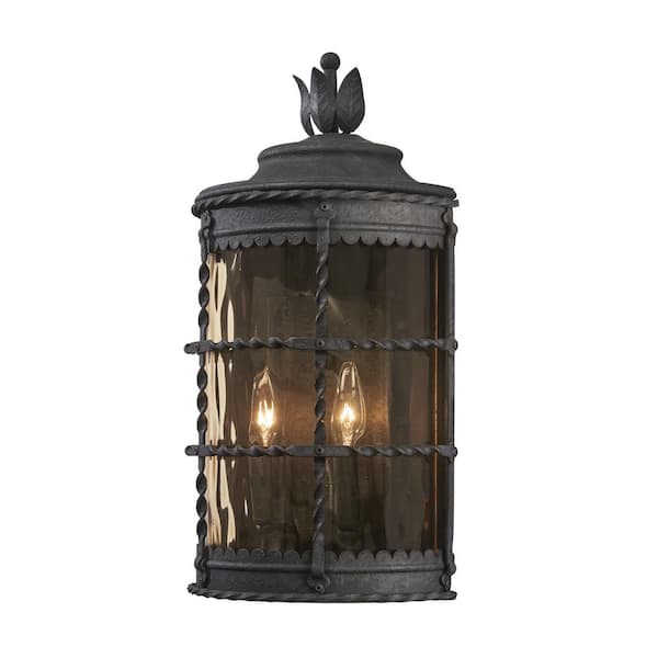 the great outdoors by Minka Lavery Mallorca 2-Light Spanish Iron Outdoor Wall Lantern Sconce