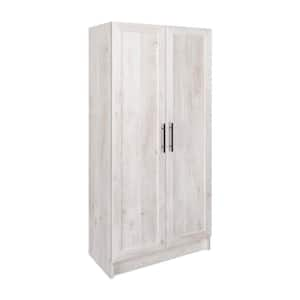 Elite Washed White 16.75 in. D x 32 in. W x 65 in. H Accent Storage Cabinet with Panel Doors