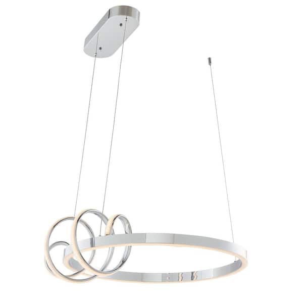 Finesse Decor Salzburg 1-Light Round CCT Integrated LED Chrome Chandelier