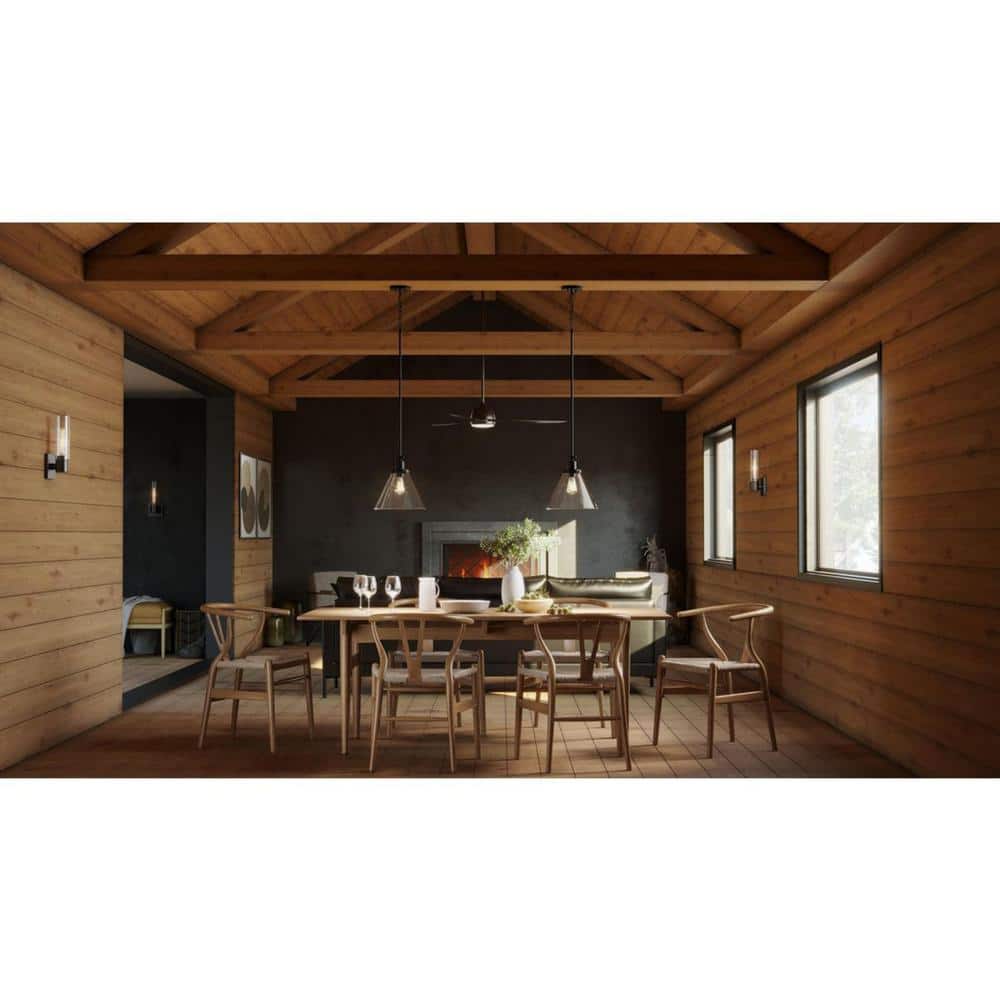 Hinton 12'' Matte Black and Clear Glass Pendant Light
