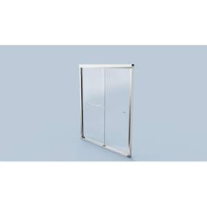 60 in. W x 72 in. H Semi Frameless Sliding Tub Door in Chrome with Clear Tempered Glass and Towel Bar