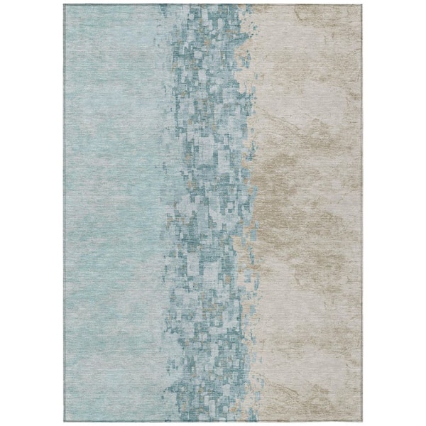 Chantille Machine Washable Indoor/Outdoor Abstract ACN3112 Linen 10 ft. x 14 ft. Area Rug
