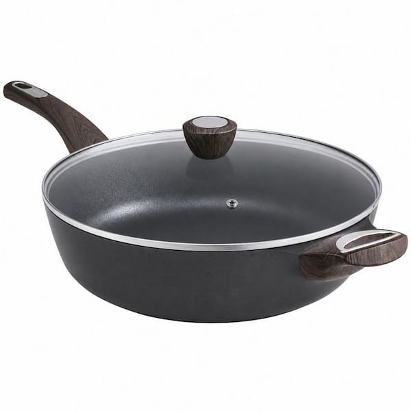 10.5 in. Ceramic Nonstick Frying Pan Skillet with Lid, Healthy Non Toxic Cooking Pan with Helper Handle, Black