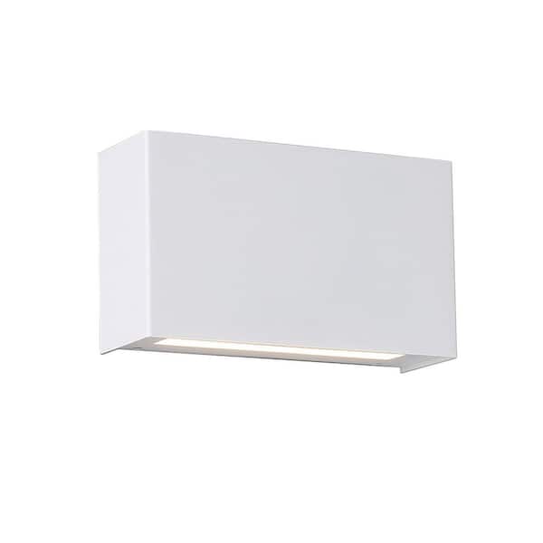 Blok 12 in. White 2 light 3000K LED Vanity Light Bar and Wall Sconce with Emergency Backup Battery
