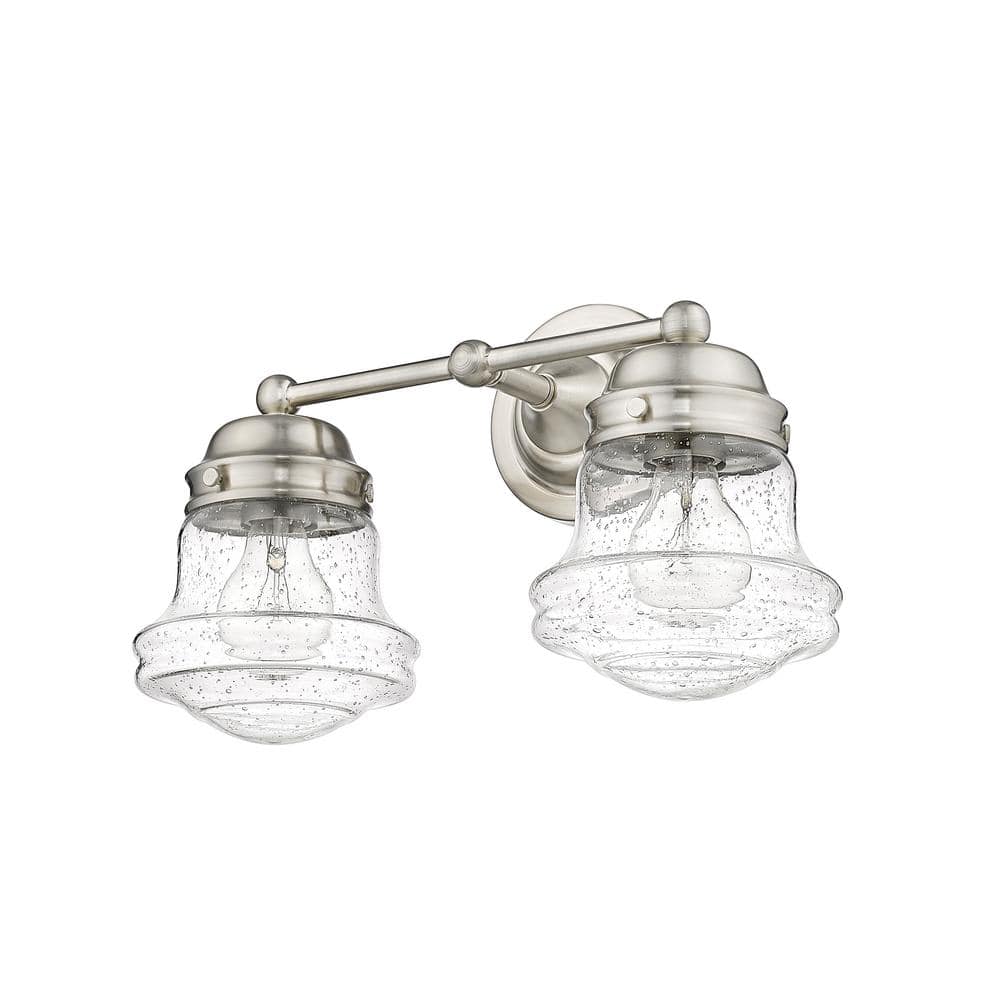 Vaughn Brushed Nickel 15.5" Industrial Schoolhouse Vanity Light