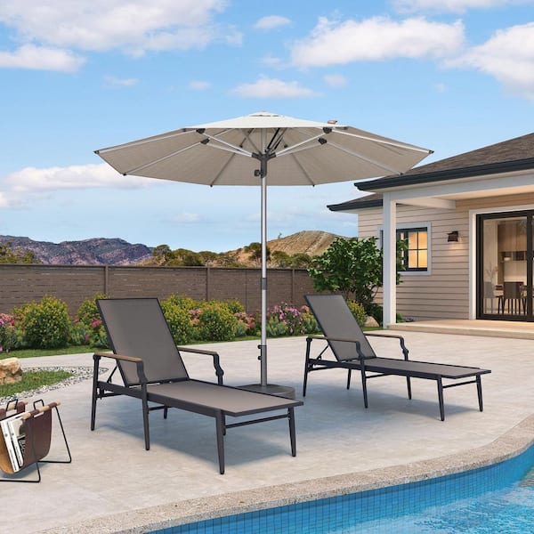 PURPLE LEAF 10 ft. Octagon Outdoor Patio Umbrella Silver