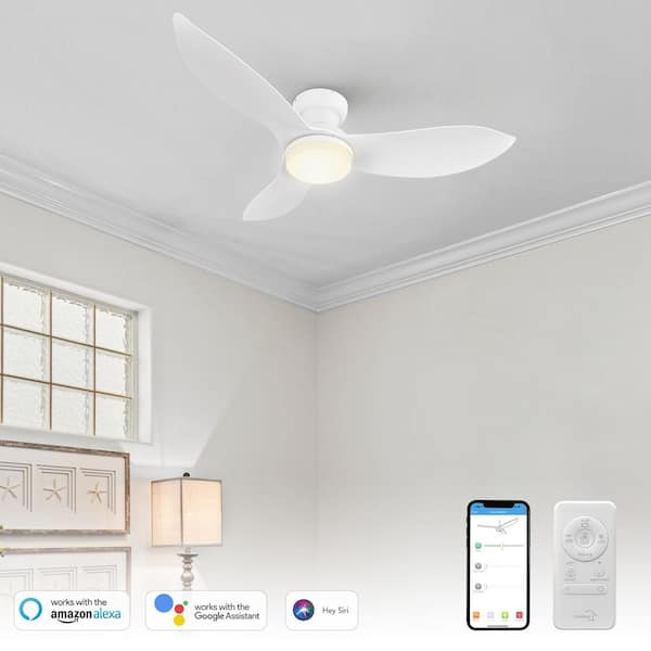 Daisy 45 in. Dimmable LED Indoor White Smart Ceiling Fan with Light and Remote, Works with Alexa and Google Home
