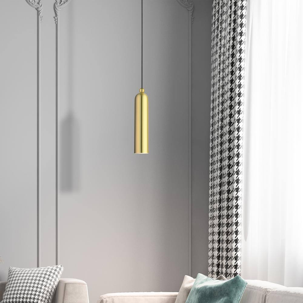 Elegant Satin Brass LED Pendant Light for Indoor/Outdoor Use