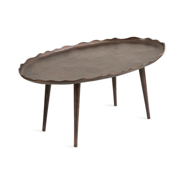 Alessia 33.5 in. Bronze Oval Metal Coffee Table
