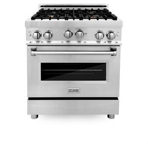 30 in. 4.0 cu. ft. Gas Oven and Gas Range with Griddle and Brass Burners in. Stainless Steel