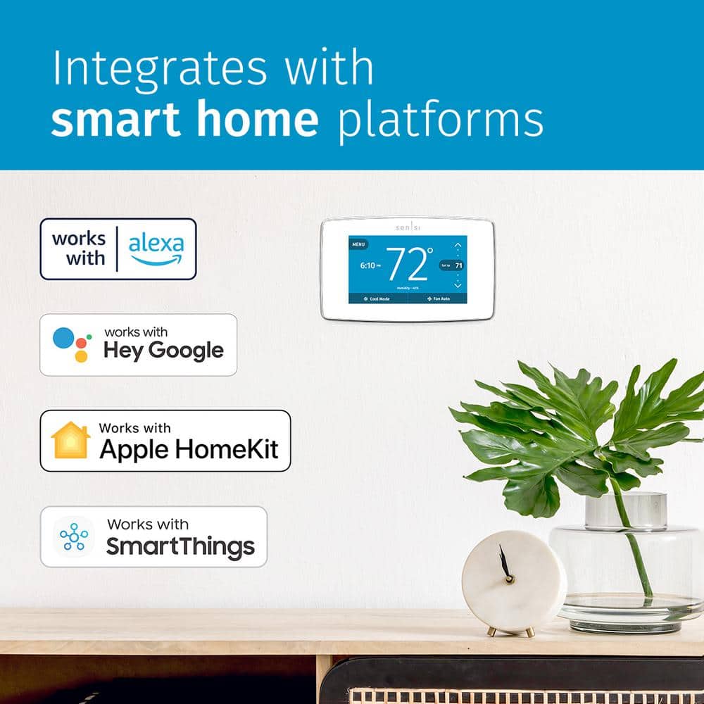White Wi-Fi Smart Thermostat with Touchscreen Display