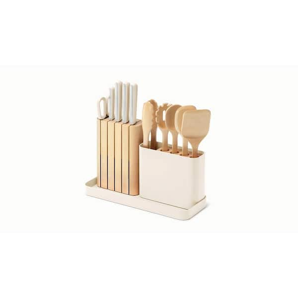 14 Piece Steel German Knife and Utensil Set in Cream