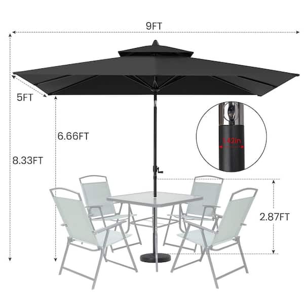 double top market patio umbrella with base Pellebant 10 x 6.5 ft Rectangular Tilt & Crank Gray The umbrella is easy to open and close using the convenient crank handle Double Top Cantilever Umbrella With