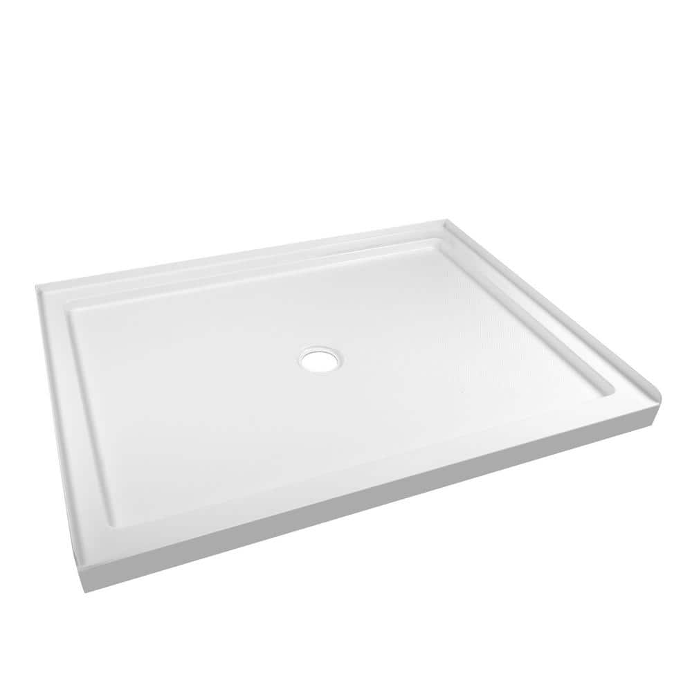 White Acrylic 48" Shower Base with Non-Slip Design