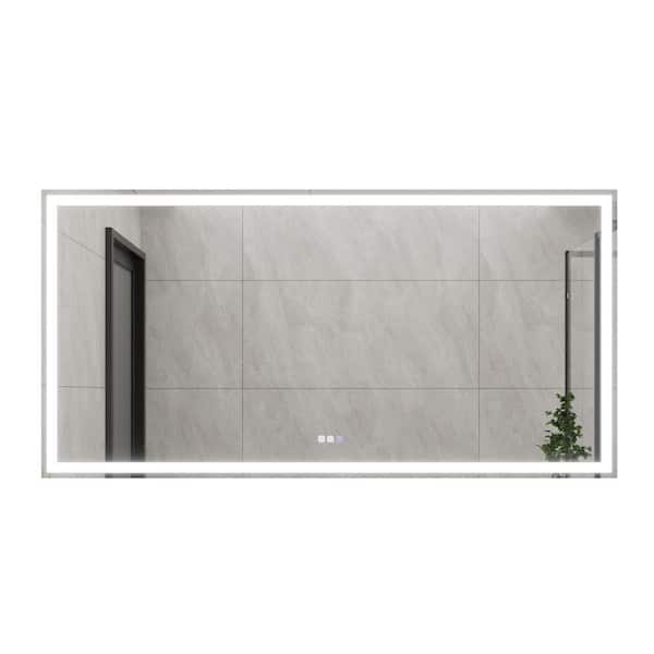 Unbranded 72 in. W x 36 in. H Rectangular Frameless Anti-Fog Wall Bathroom Vanity Mirror in Sliver