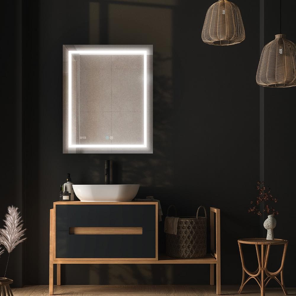 Daytona Elegance 30x40 Silver LED Bathroom Vanity Mirror with Anti-Fog and Dimmable Light