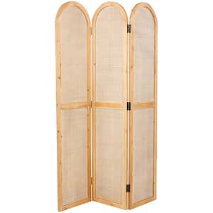 6 ft. Brown 3-Panel Hinged Weathered Wood Room Divider Screen