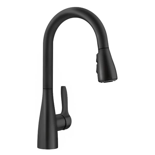 ATURA 1 Handle Gooseneck Bar Faucet with Pull-Down Sprayer in Matte Black