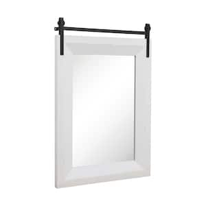 22 in. W x 33 in. H Rectangular Wood Framed Beveled Edge Wall Mount Bathroom Vanity Mirror in White