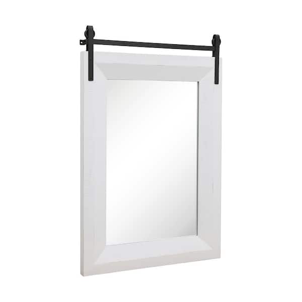 Wonline 22 in. W x 33 in. H Rectangular Wood Framed Beveled Edge Wall Mount Bathroom Vanity Mirror in White
