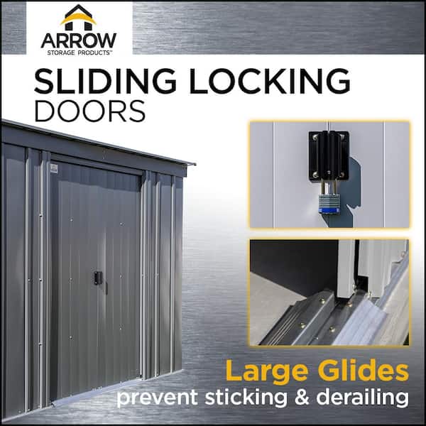 Arrow Classic 8 ft. W x 6 ft. D Charcoal Steel Storage Shed