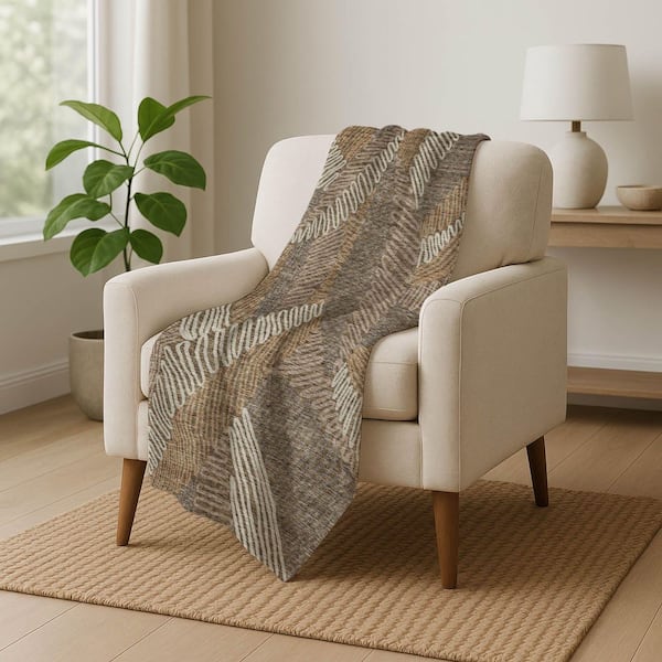 Premium Machine Washable ASB904 Brown 50 in. x 70 in. Sherpa Throw Blanket