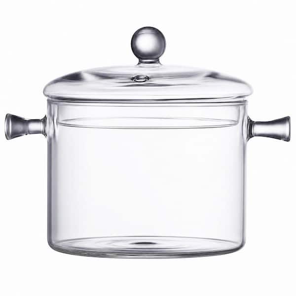 Clear Glass 1.25 qt. Sauce Pan with Cover, The Best Handmade Cookware Set Cooktop Safe for Pasta Noodle Soup Milk Baby