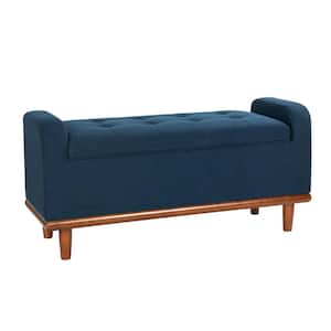 Christoph Navy Upholstered Flip Top Storage Bench with Storage Space 46.2 in. W x 16.5 in. D x 21.7 in. H