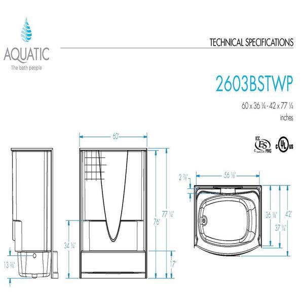 Aquatic Everyday Smooth Tile 60 In. X 36.3 In. X 77.3 In. 1-Piece ...