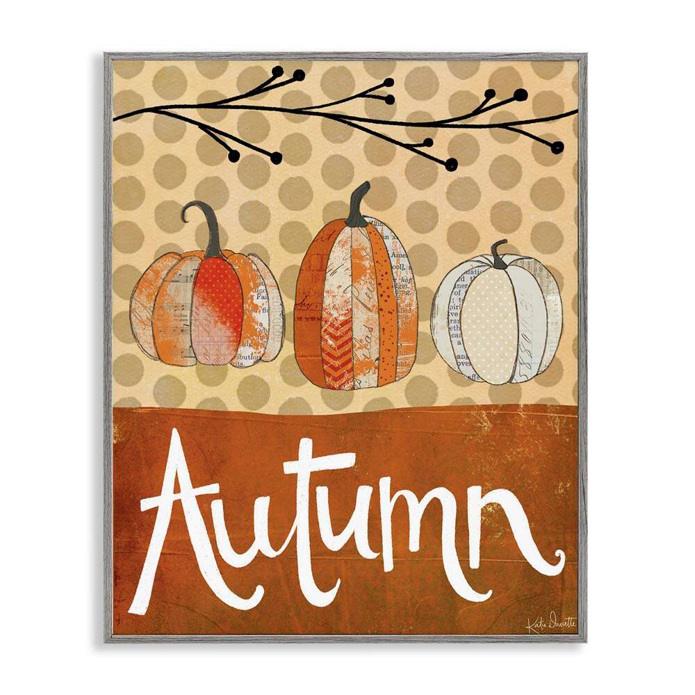 Traditional Autumn Pumpkin Pattern Gourds by Katie Doucette Gray Framed Graphic Typography Art Print 24 in. x 30 in. price history on PriceWatchPro