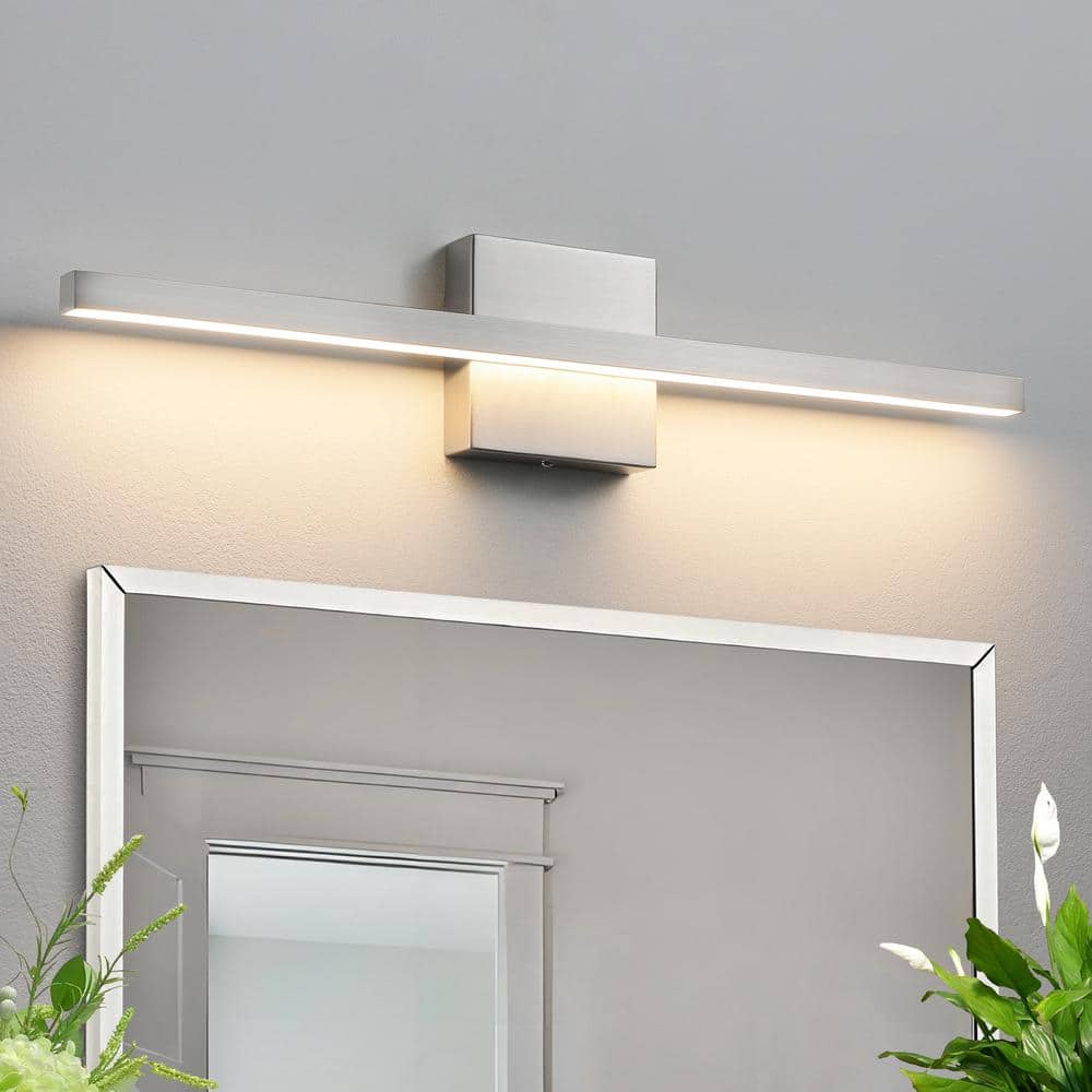 24 in. 1-Light Brushed Nickel LED Vanity Light Bar Dimmable Bathroom Light Modern Wall Sconce with 3500K Warm Light price history on PriceWatchPro