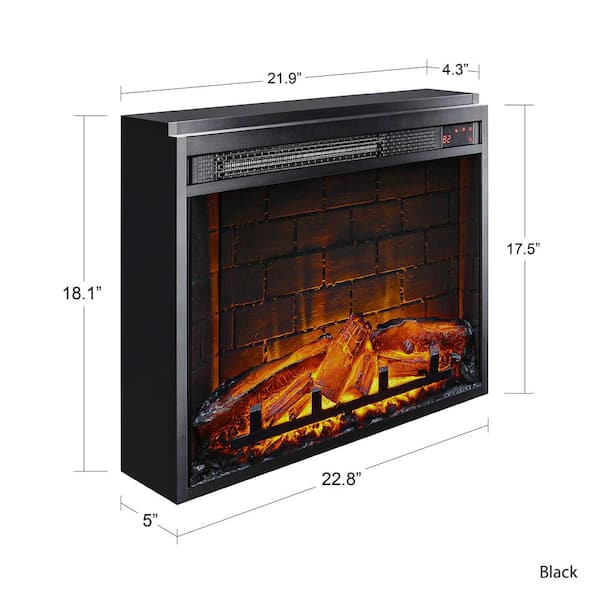 Ameriwood Home 23 in. Electric Glass Front Fireplace Insert with Remote,  Black HD62983 - The Home Depot